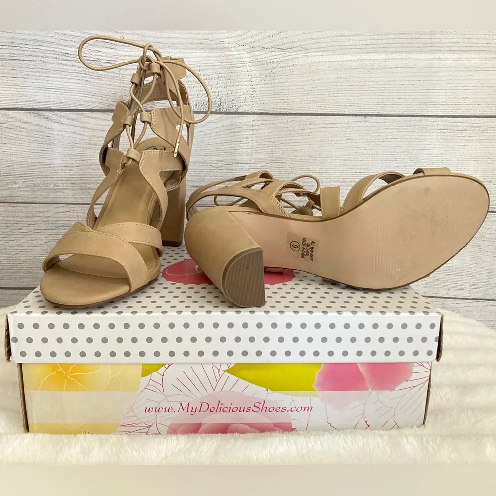 My Delicious Shoes | Mazie- H Lace Up Open Toe High Heels - Picture 5 of 11